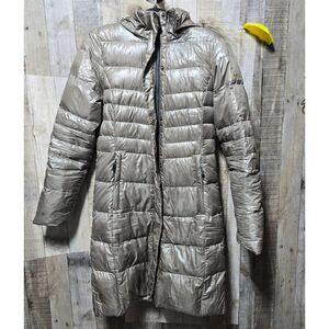 Lole L Edition Pewter Puffer Parka Down Coatt with Real Fur Hood
